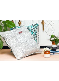 OJARIYA Multi Green Block Printed Cotton Cushion Cover 40 X 40 Cm  - Image 4