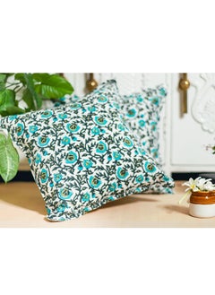 OJARIYA Multi Green Block Printed Cotton Cushion Cover 40 X 40 Cm  - Image 3