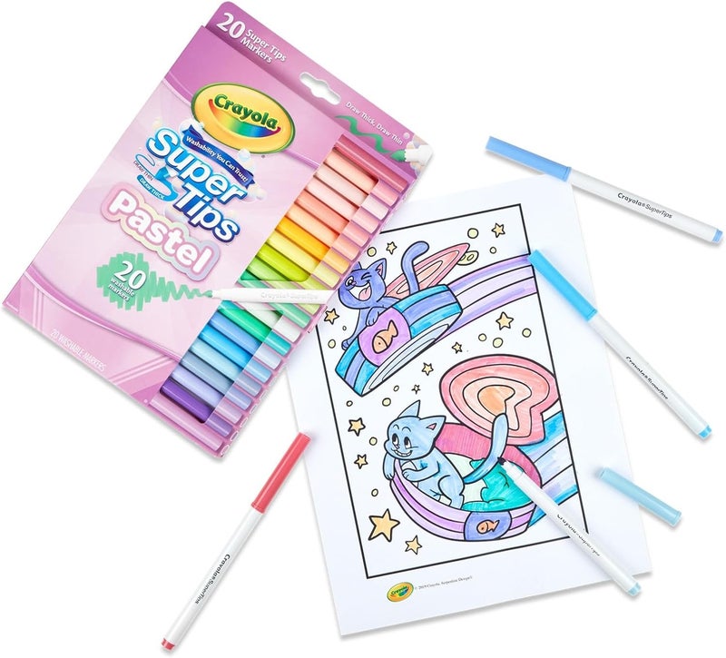 Crayola أقلام كرايولا القابلة للغسل، نصائح سوبر، أقلام باستيل، 20 قطعة - Image 4