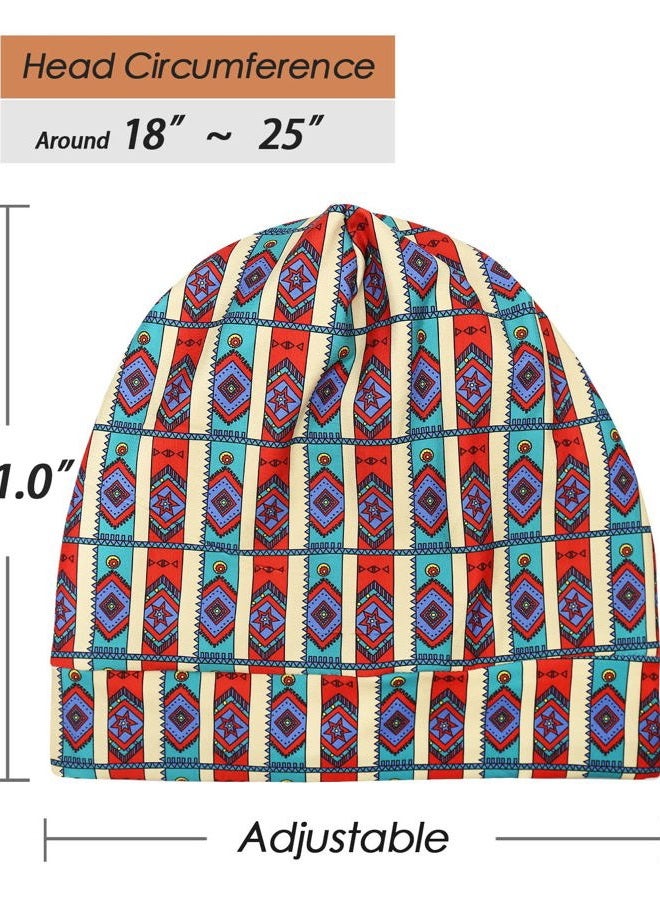 FocusCare Casual Slap Cap Cotton Sleep Hats for Frizzy Hair Extra Large Yellow Blue - Image 4