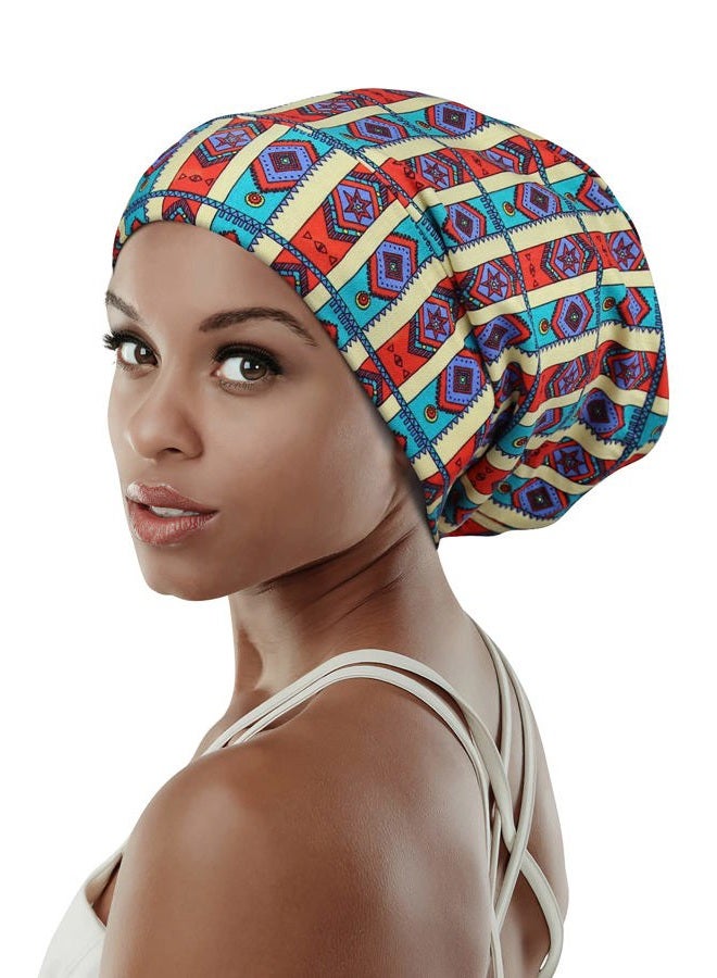 FocusCare Casual Slap Cap Cotton Sleep Hats for Frizzy Hair Extra Large Yellow Blue - Image 5
