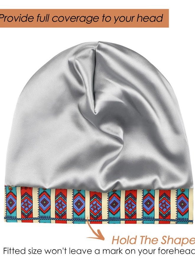 FocusCare Casual Slap Cap Cotton Sleep Hats for Frizzy Hair Extra Large Yellow Blue - Image 2