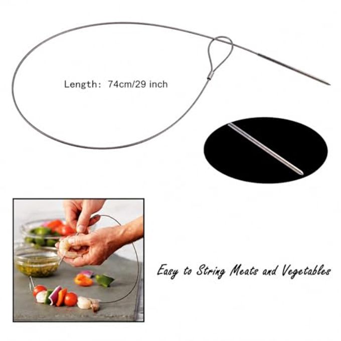 Wadoy Flexible BBQ Skewers for Grilling, 29 Inch Stainless Steel Cable Skewers, Reusable Kabob Skewers for Grill, Barbecue Camping 8 Pcs - Image 5