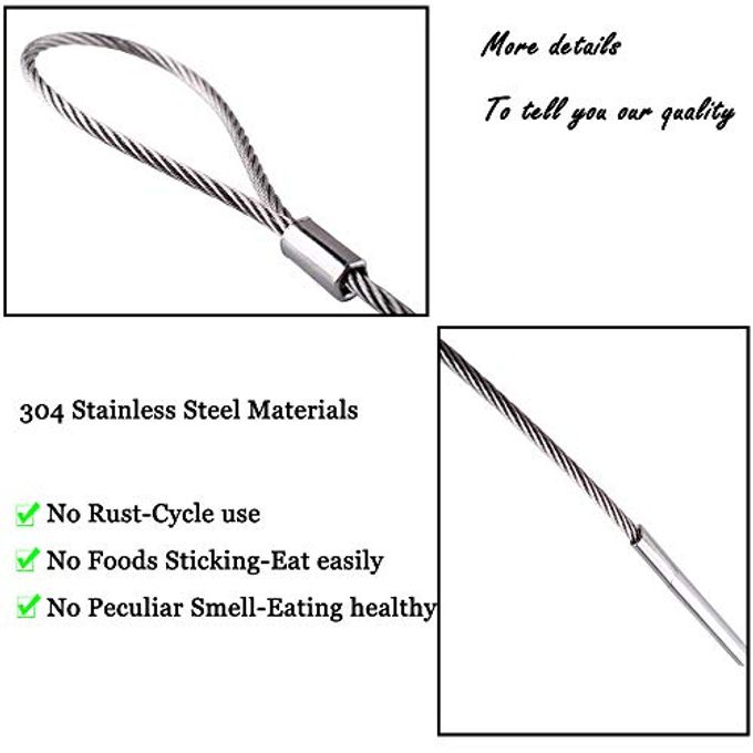 Wadoy Flexible BBQ Skewers for Grilling, 29 Inch Stainless Steel Cable Skewers, Reusable Kabob Skewers for Grill, Barbecue Camping 8 Pcs - Image 3