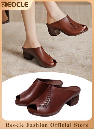 Women's Coarse Heel Wedge Sandals Open Toe Fish Mouth Sandals Middle Heel Sandals Comfortable Shoes Simple Retro Sandals - pzsku/ZFD4AB2BF755D8CA23E2CZ/45/_/1733909826/671b4cca-3255-4e97-b3a7-6aae8e83cdf1