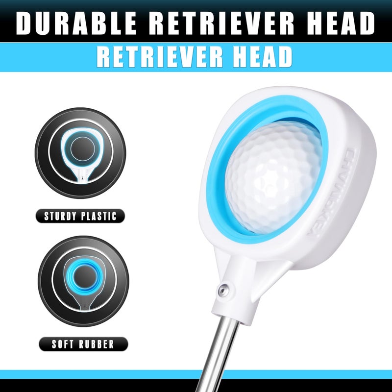 CHAMPKEY Performance Golf Ball Retriever Single Sided - Thicken Stainless Steel Shaft with Rubber Grip Golf Retriever - Available in 9Ft / 12Ft / 14.5Ft / 16.3Ft (9 FT) - Image 2
