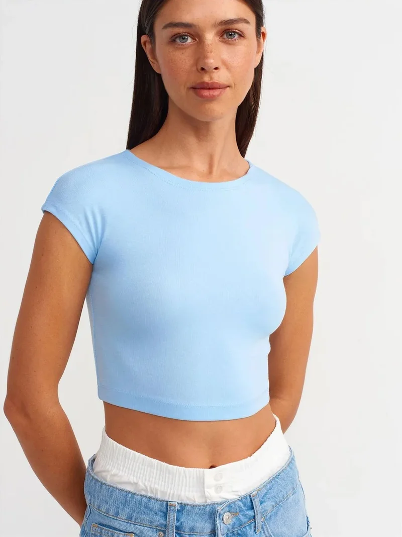 ديلفين Dilvin Slim Fit Crop Jersey Blouse