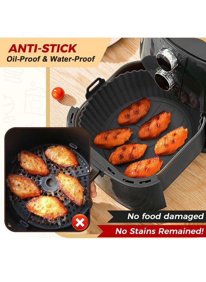 Buauty 3 Pack Air Fryer Silicone Liners 8inch Air Fryer Silicone Pot Reusable Food Grade Silicone Airfryer Liners Baking Basket Accessories Replacement of Flammable Disposable Parchment Paper - Image 2