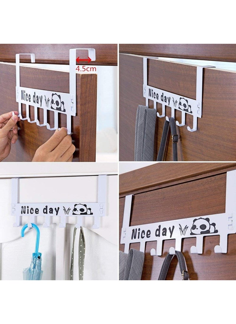 AKRIZA AKRIZA Over The Door Hook Hanger Wall Organiser Detachable Hook Rack for Hanging Towel Clothes Hanger Multipurpose Hook Rail NailFree 6 Hooks White 2  - Image 5