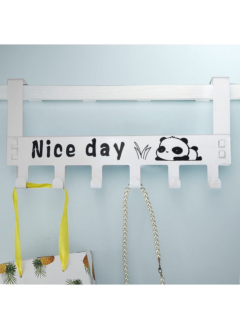 AKRIZA AKRIZA Over The Door Hook Hanger Wall Organiser Detachable Hook Rack for Hanging Towel Clothes Hanger Multipurpose Hook Rail NailFree 6 Hooks White 2  - Image 4