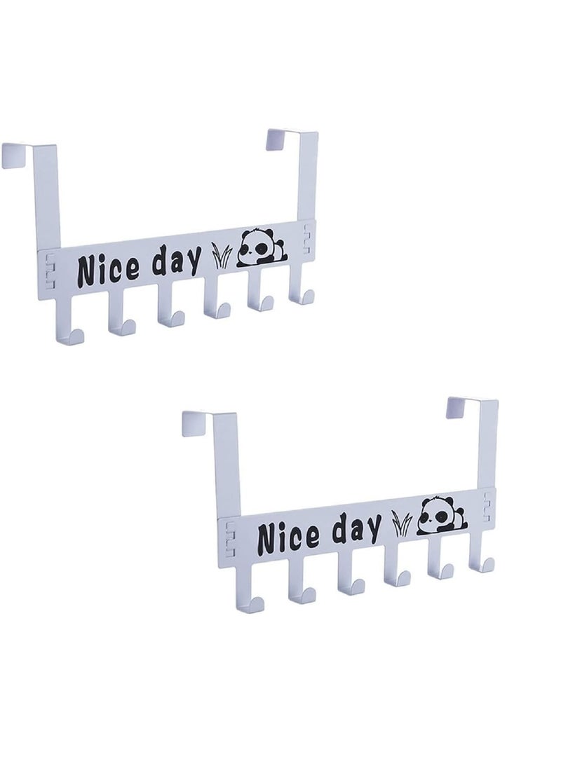 AKRIZA AKRIZA Over The Door Hook Hanger Wall Organiser Detachable Hook Rack for Hanging Towel Clothes Hanger Multipurpose Hook Rail NailFree 6 Hooks White 2  - Image 1