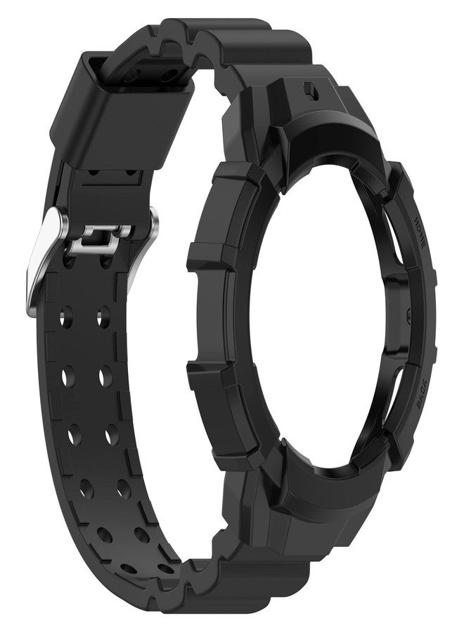 LOKEKE Compatible with Samsung Galaxy Watch 5 44MM Protective Case Cover, PC Protective Case Cover Shell with Silicone Replacement Wrist Watch Band Strap Compatible with Samsung Galaxy Watch 5/4 44MM(44MM Black) - Image 2