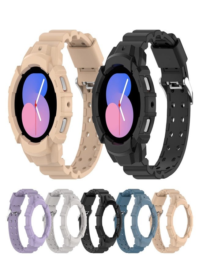 LOKEKE Compatible with Samsung Galaxy Watch 5 44MM Protective Case Cover, PC Protective Case Cover Shell with Silicone Replacement Wrist Watch Band Strap Compatible with Samsung Galaxy Watch 5/4 44MM(44MM Black) - Image 5