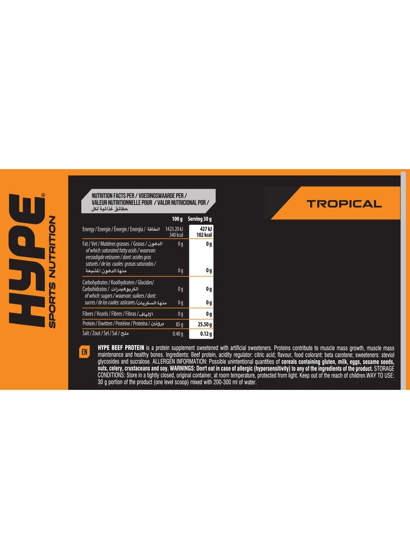 هايب - هايدرو بيف بروتين بريميوم غني بالأحماض الأمينية الأساسية خالٍ من اللاكتوز فواكه استوائية 1.8 كجم - Image 2