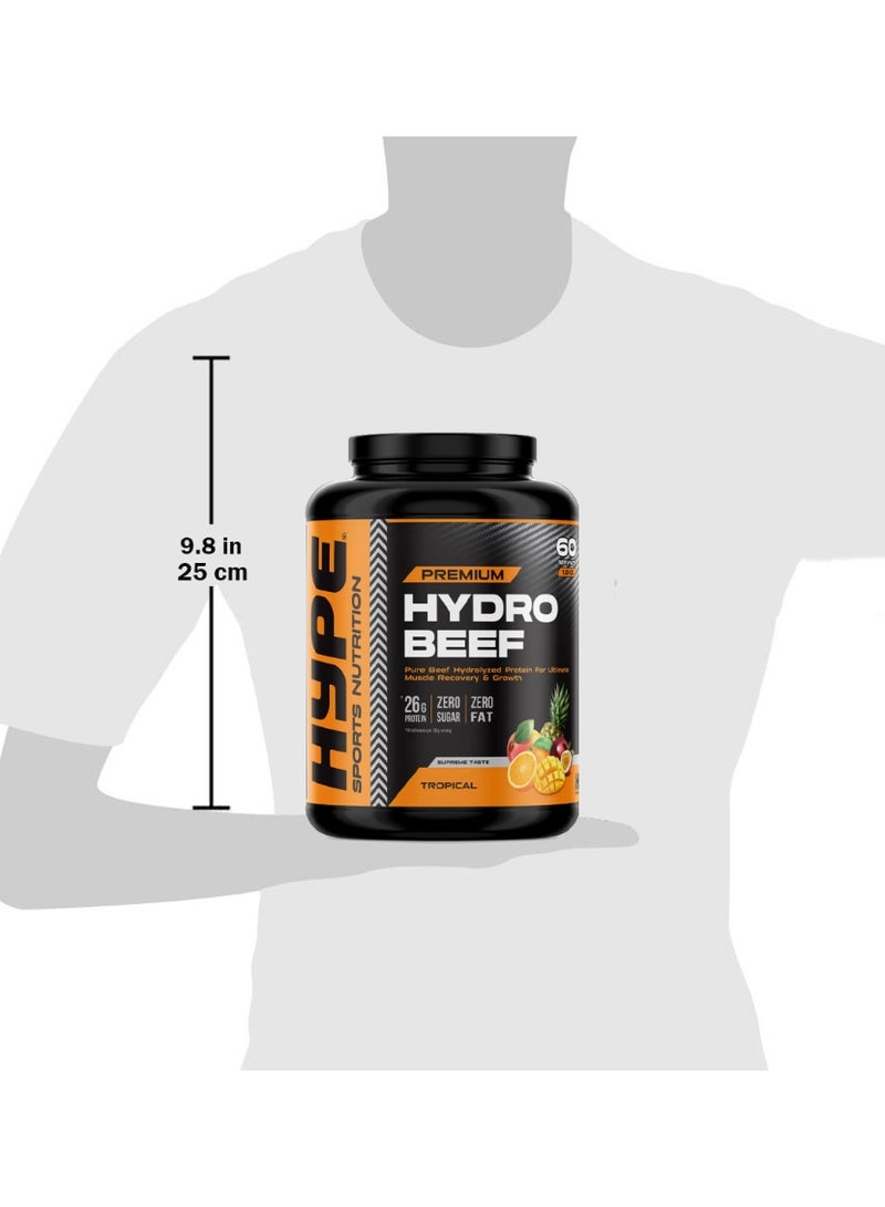 هايب - هايدرو بيف بروتين بريميوم غني بالأحماض الأمينية الأساسية خالٍ من اللاكتوز فواكه استوائية 1.8 كجم - Image 3