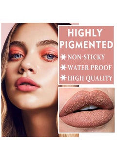 DNM Matte Nude Lipstick Velvet Lip Gloss Non-Fading Non-Sticky Cup Nude Lipstick Matte Lip Stain Long Lasting Waterproof Lipstick for Women Girls Daily Lip Makeup - White Peach  - Image 4
