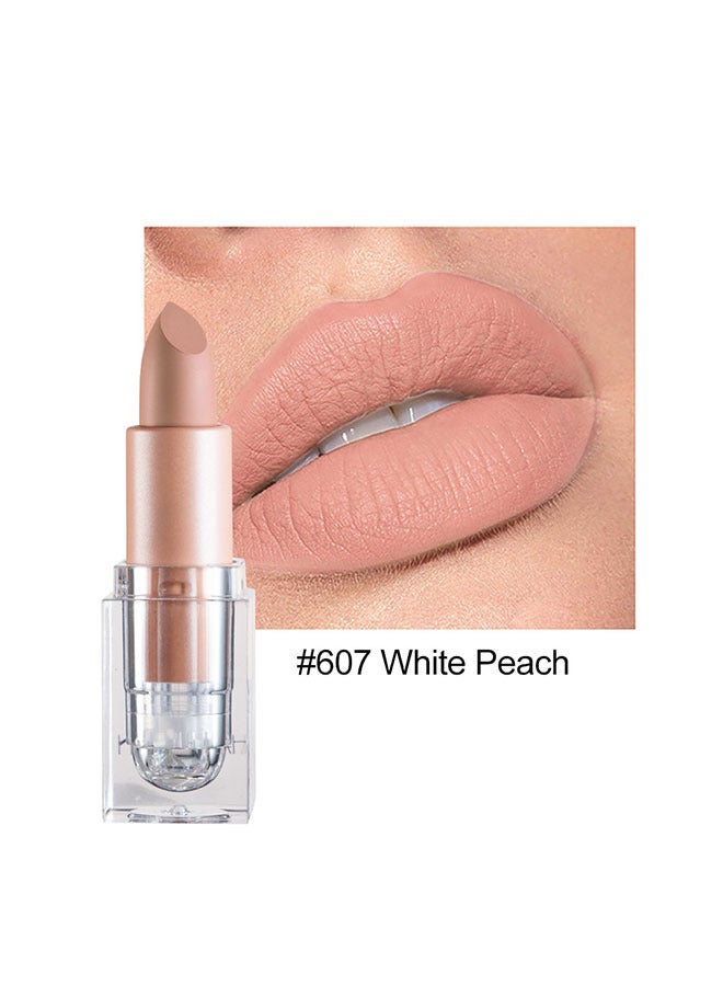 DNM Matte Nude Lipstick Velvet Lip Gloss Non-Fading Non-Sticky Cup Nude Lipstick Matte Lip Stain Long Lasting Waterproof Lipstick for Women Girls Daily Lip Makeup - White Peach - Image 2