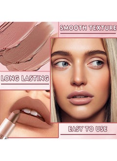 DNM Matte Nude Lipstick Velvet Lip Gloss Non-Fading Non-Sticky Cup Nude Lipstick Matte Lip Stain Long Lasting Waterproof Lipstick for Women Girls Daily Lip Makeup - White Peach  - Image 5