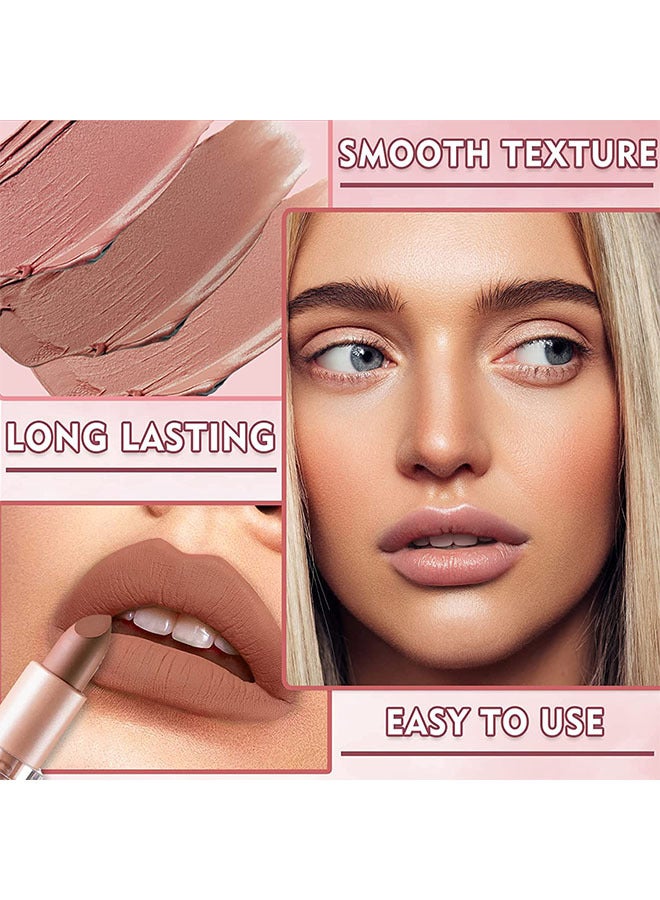 DNM Matte Nude Lipstick Velvet Lip Gloss Non-Fading Non-Sticky Cup Nude Lipstick Matte Lip Stain Long Lasting Waterproof Lipstick for Women Girls Daily Lip Makeup - White Peach - Image 5