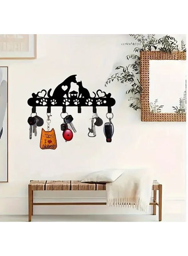 Black Wall Mounted Key Holder for Coats Hats Towels Umbrellas Bags Easy Installation - Image 3