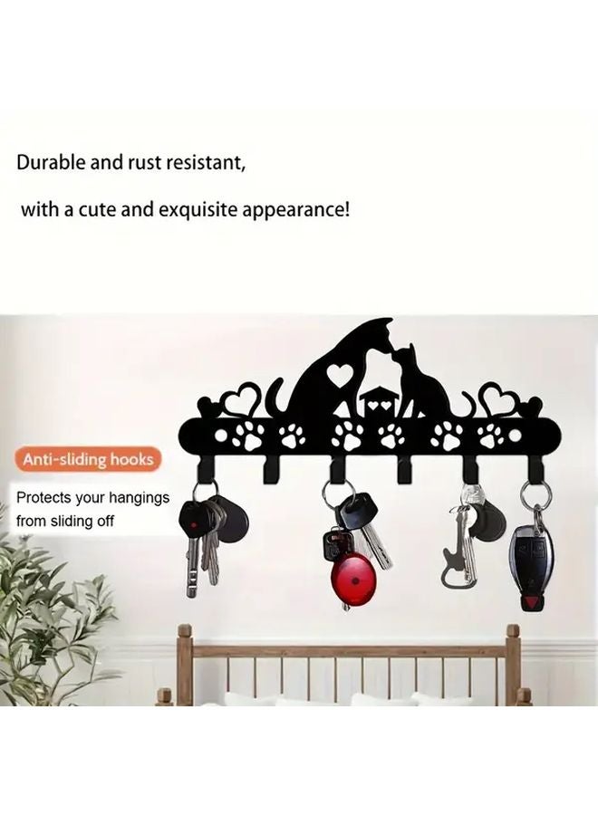 Black Wall Mounted Key Holder for Coats Hats Towels Umbrellas Bags Easy Installation - Image 5