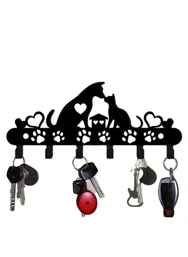 Black Wall Mounted Key Holder for Coats Hats Towels Umbrellas Bags Easy Installation - Image 2