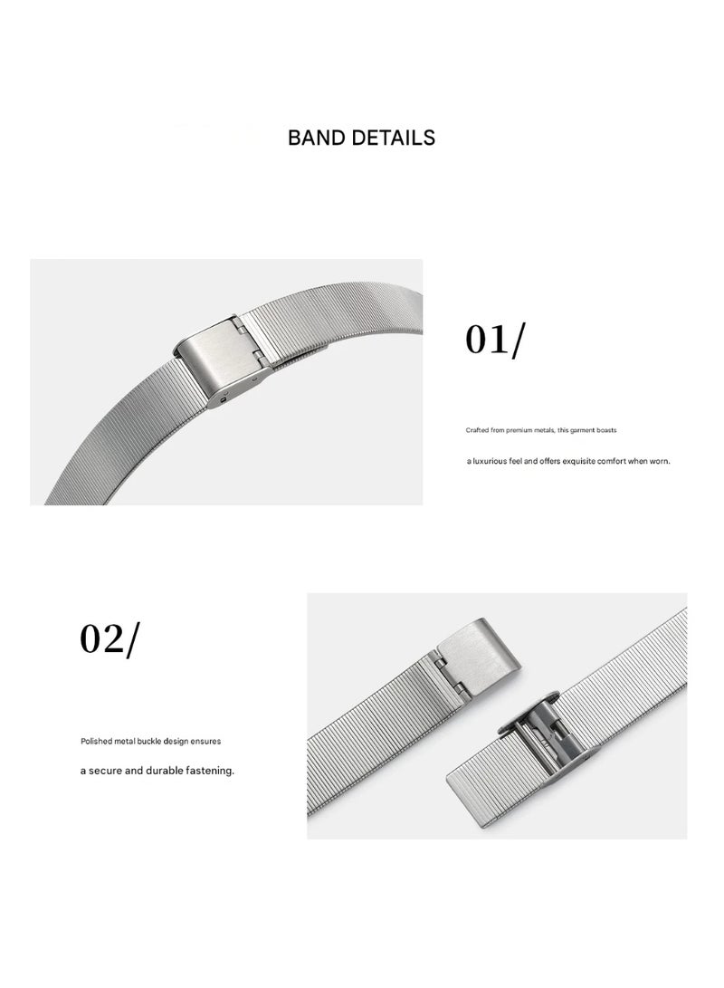 OLYSON Thick Stainless Steel Watch Band with Cat's Eye Glossy Finish, Snap Clasp for Apple Watch 42mm 44mm 45mm 49mm Series 9 8 7 6 5 4, SE and 46mm Series 10 11, Ultra 3 2 1, Silver - Image 3
