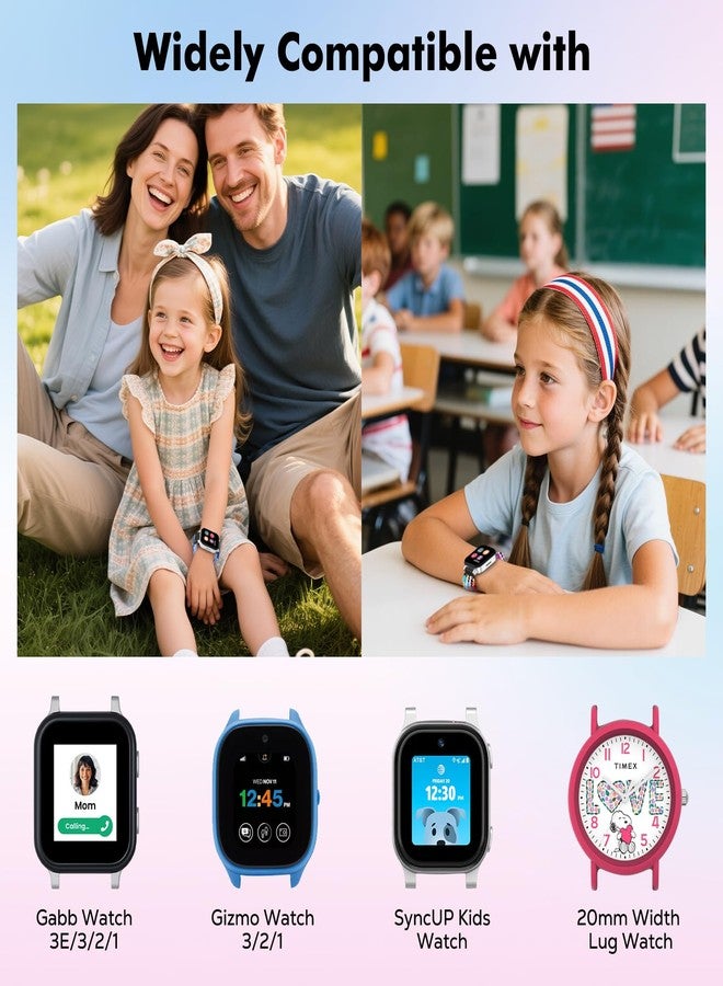 MoKo 3 Pack Braided Nylon Band Compatible with Gizmo Watch 3/2/1, Gabb Watch 3e/3/2/1, SyncUP/Cosmo JrTrack Kid, 20mm Soft Stretchy Adjustable Breathable Loop Bands with Magnetic Buckle,Pl+Pk+Gn - Image 2