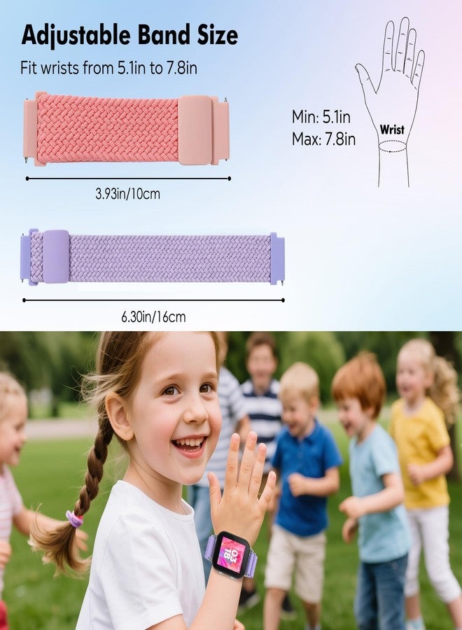 MoKo 3 Pack Braided Nylon Band Compatible with Gizmo Watch 3/2/1, Gabb Watch 3e/3/2/1, SyncUP/Cosmo JrTrack Kid, 20mm Soft Stretchy Adjustable Breathable Loop Bands with Magnetic Buckle,Pl+Pk+Gn - Image 3