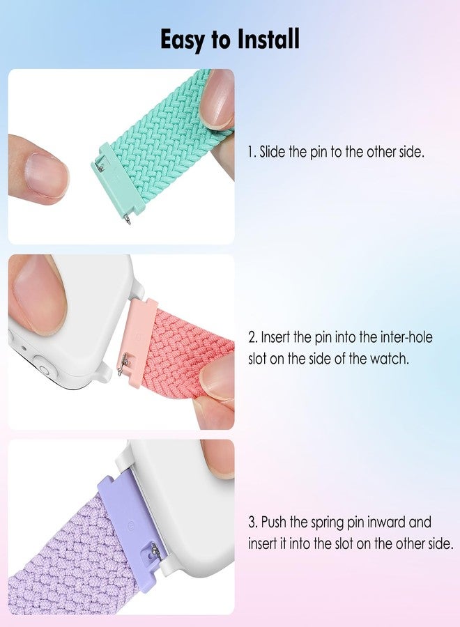 MoKo 3 Pack Braided Nylon Band Compatible with Gizmo Watch 3/2/1, Gabb Watch 3e/3/2/1, SyncUP/Cosmo JrTrack Kid, 20mm Soft Stretchy Adjustable Breathable Loop Bands with Magnetic Buckle,Pl+Pk+Gn - Image 5