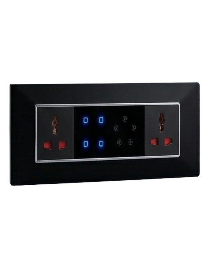 Smarteefi Touch 5 Port (2 Smart Switch and 1 Smart Fan Regulator, 2 Smart Plugs) Modular WiFi, Compatible with Alexa & Google Home, Black (Size: 8M-Horizontal (262mmx90mmx40mm)) - Image 1