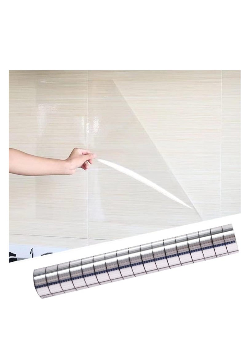 SYOSI - Oil-Proof Paper for Kitchen, Backsplash Protector, Electrostatic Absorption Wall Protective Film, Transparent No Glue Removable, Smooth Furniture Surface Tabletop Countertop 17.3inch*16.4FT - Image 1