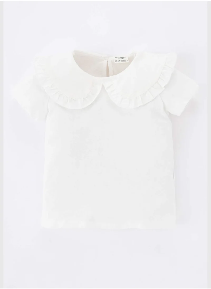 ديفاكتو BabyGirl Big Neck Knitted Short Sleeve Body