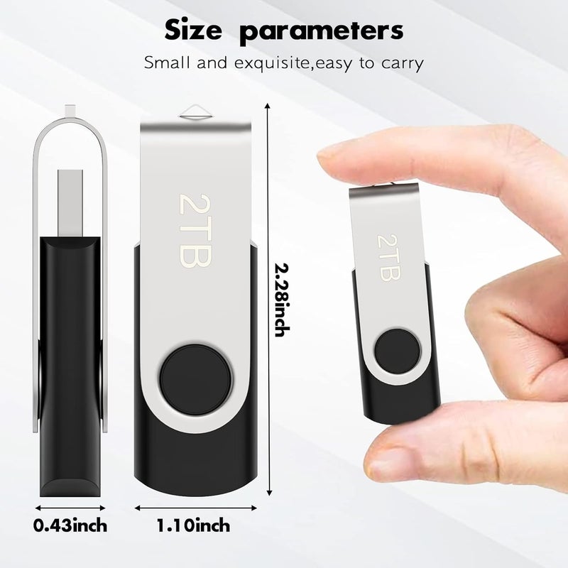 واقة ذاكرة USB دوارة عالية السرعة بسعة 2 تيرابايت، واق ذاكرة محمول بسعة كبيرة، مناسب لأجهزة الكمبيوتر والأجهزة المحمولة - Image 5