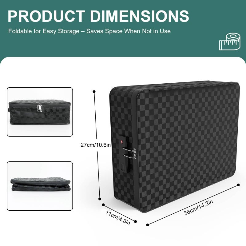 Demao Portable Document Box with Lock,File Storage Box with Waterproof Zipper,Thick Oxford Document Organizer with Multi Compartment, File Organizer for Office/Travel/School - Image 2