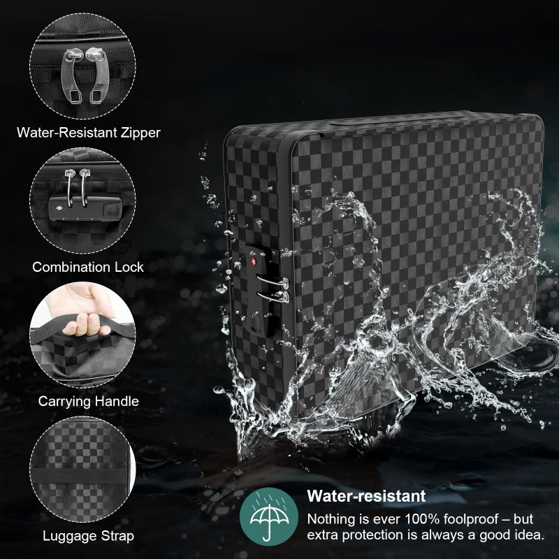 Demao Portable Document Box with Lock,File Storage Box with Waterproof Zipper,Thick Oxford Document Organizer with Multi Compartment, File Organizer for Office/Travel/School - Image 4