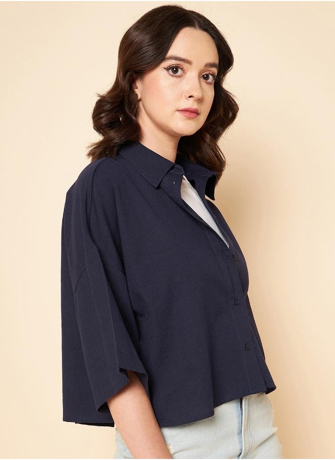 HIGH STAR - Women Navy Shirt - Image 1