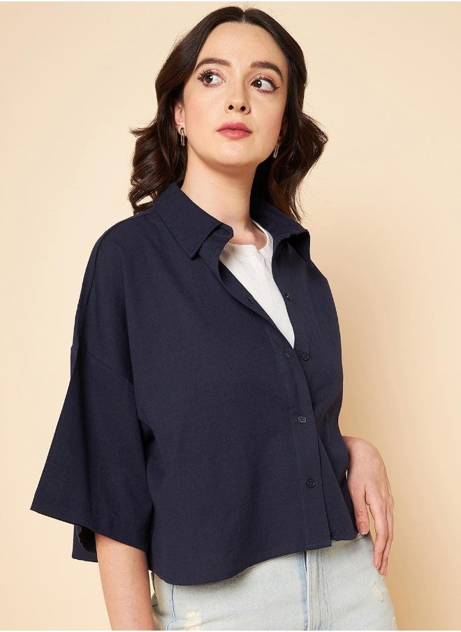 HIGH STAR - Women Navy Shirt - Image 1