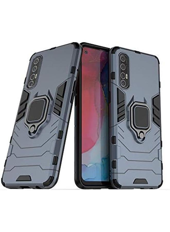 إيروريكس جراب لهاتف Oppo Reno 3 Pro 5G مع واقي شاشة من الزجاج المقوى لحماية شديدة التحمل ومضاد للصدمات ومسند واقي باللون الأزرق الداكن - Image 3