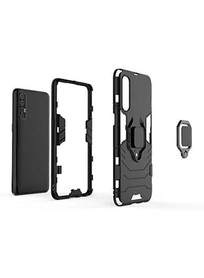 إيروريكس جراب لهاتف Oppo Reno 3 Pro 5G مع واقي شاشة من الزجاج المقوى لحماية شديدة التحمل ومضاد للصدمات ومسند واقي باللون الأزرق الداكن - Image 4