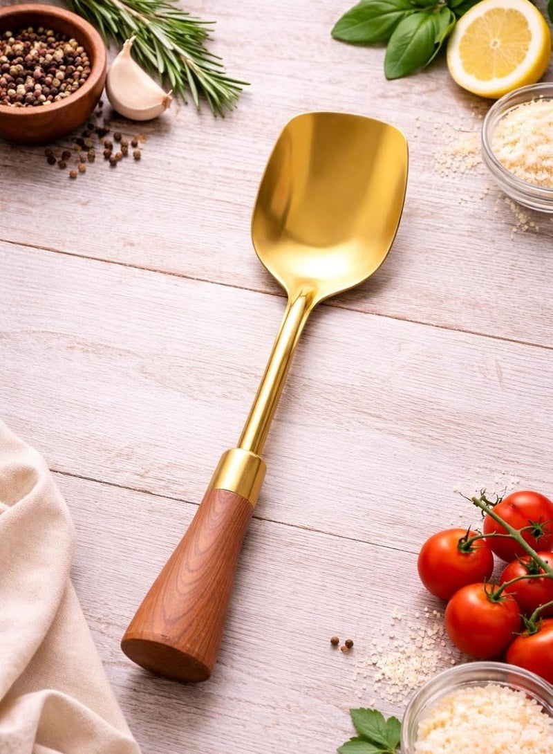 أداة مطبخ من الفولاذ المقاوم للصدأ، مقاومة للحرارة، بمقبض مريح، للقلي والتقديم والطهي، آمنة للغسل في غسالة الأطباق (ملعقة تقليب الطعام) - Image 1