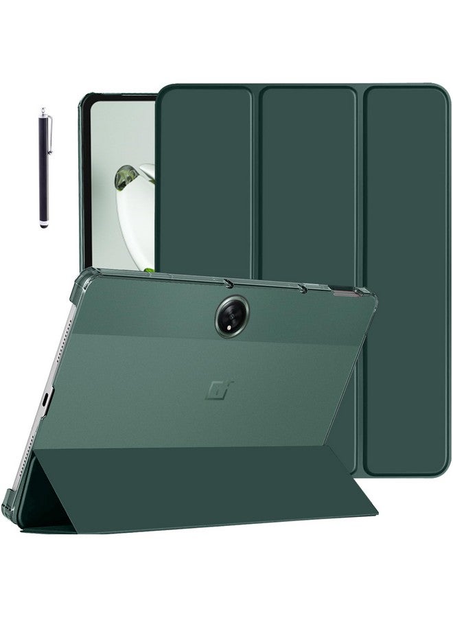 Robustrion Cover for OnePlus Pad Go Cover Case, Trifold Flip Case Cover for OnePlus Pad GO 11.35 inch with Translucent Back [Support Auto Sleep Wake] - Dark Green - Image 1