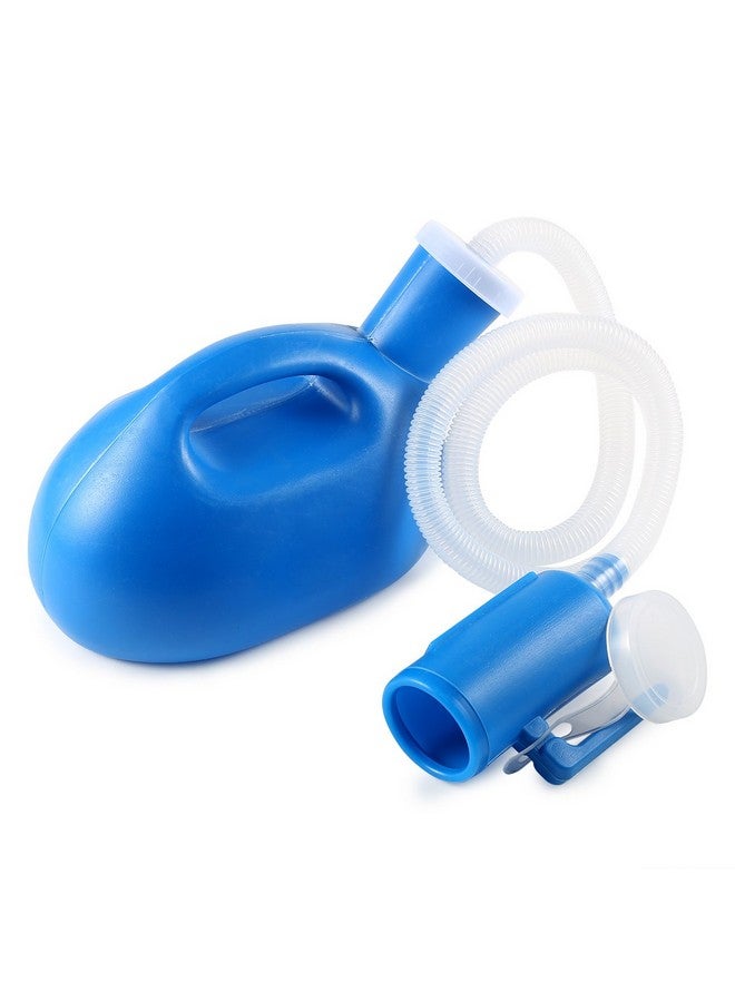 ONEDONE ONEDONE Urinals for Men - Portable Urinal for Men Spill Proof Nighttime Men's Urinal Bottle Male Pee Bottle Urine Bottle 68 OZ for Hospital Home Camping Car Travel 45" Long Hose with Lid (Blue) - Image 1