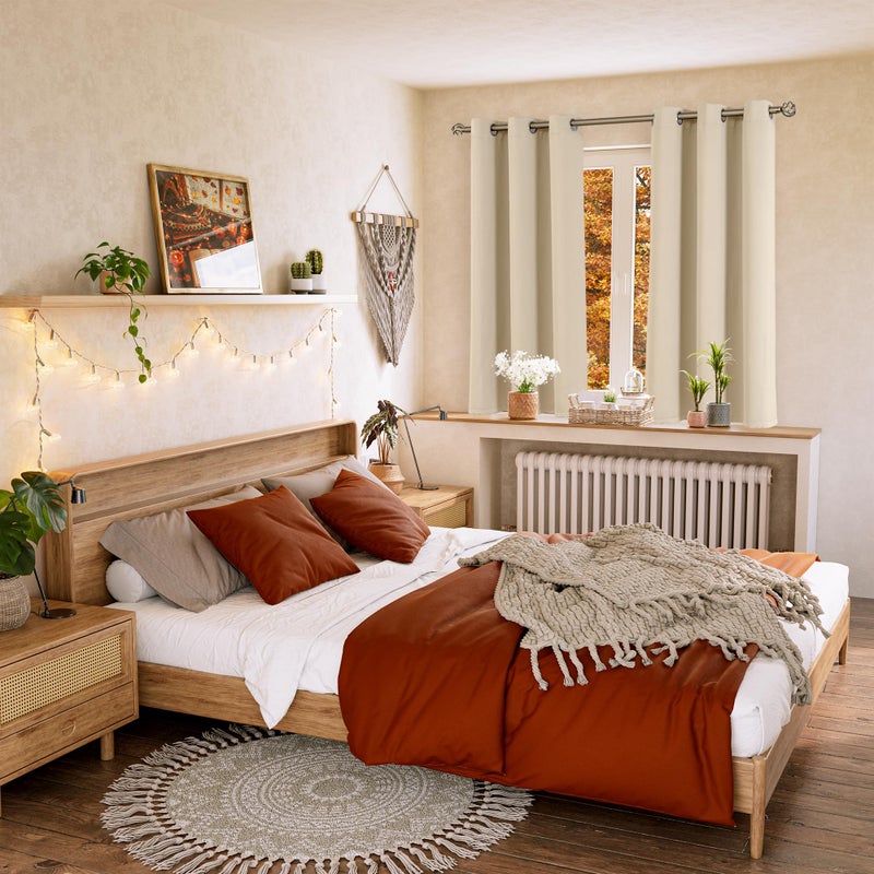 BGment Beige Room Darkening Curtains 63 Inches Long 2 Panels Set, Sunlight Blocking Thermal Insulated Grommet Window Treatment Drapes for Bedroom, Each Panel 42 x 63 Inch - Image 2