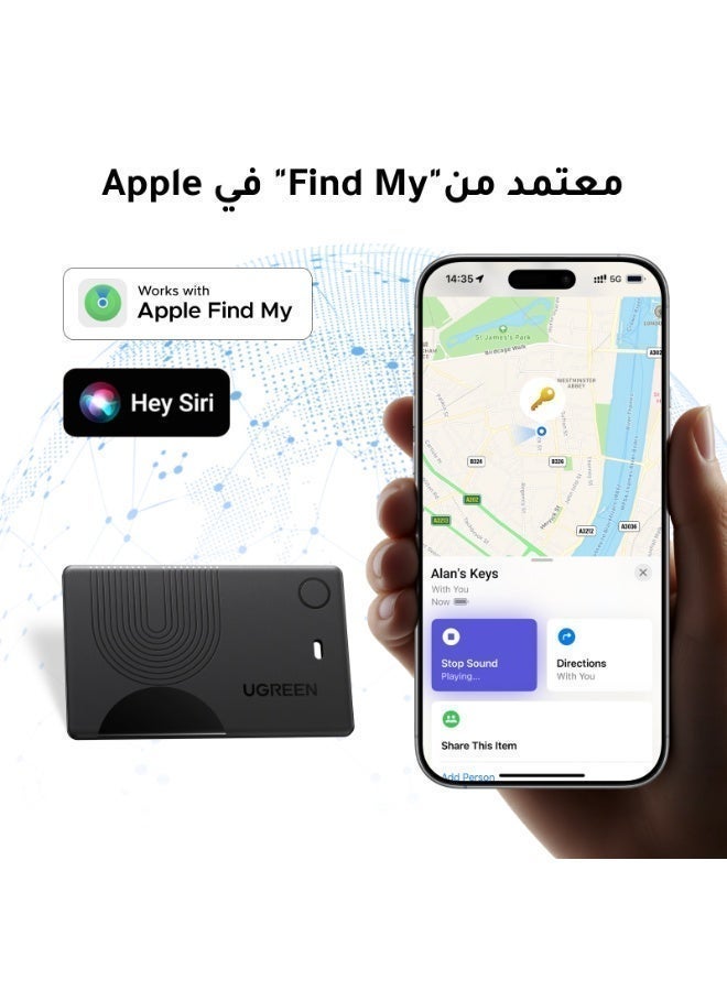 Ugreen FineTrack Slim Apple Tag Smart Tracker, Magnetic Wireless Charging Apple Find My iOS Only, Wallet Finder Card 1-Year Battery Life Global Location, 100dB Alarm, IP68 Waterproof, for Wallets, Passports, Bags Black - Wireless Charging - Image 3