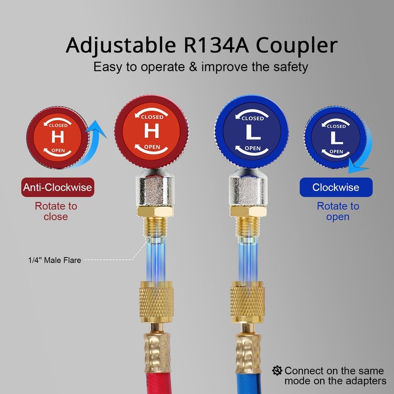 YSTOOL Automotive AC R134a Adjustable Quick Coupler Kit - Image 3