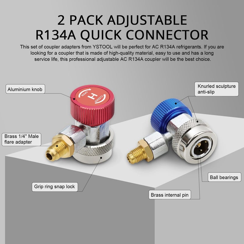 YSTOOL Automotive AC R134a Adjustable Quick Coupler Kit - Image 2