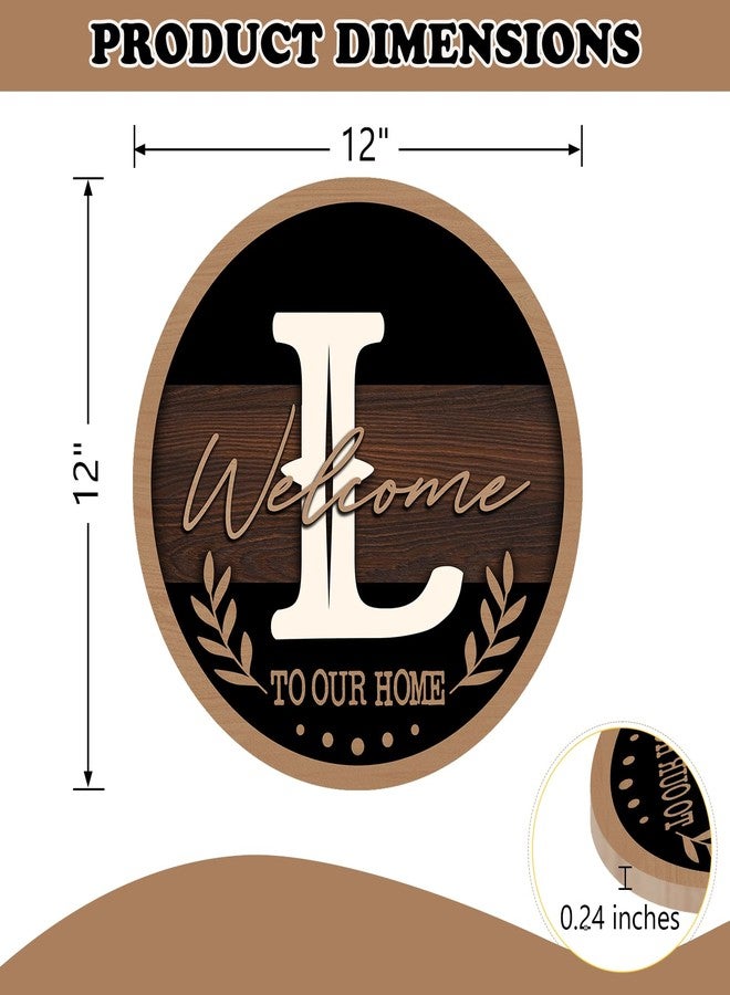 Bolisom Monogram Letter L Front Door Sign, Welcome to Our Home Family Last Name Initial Wooden Hanger Decor Housewarming Wedding Gifts, Farmhouse Rustic Wreath Indoor Wall Hanging Decoration with Bow - Image 2