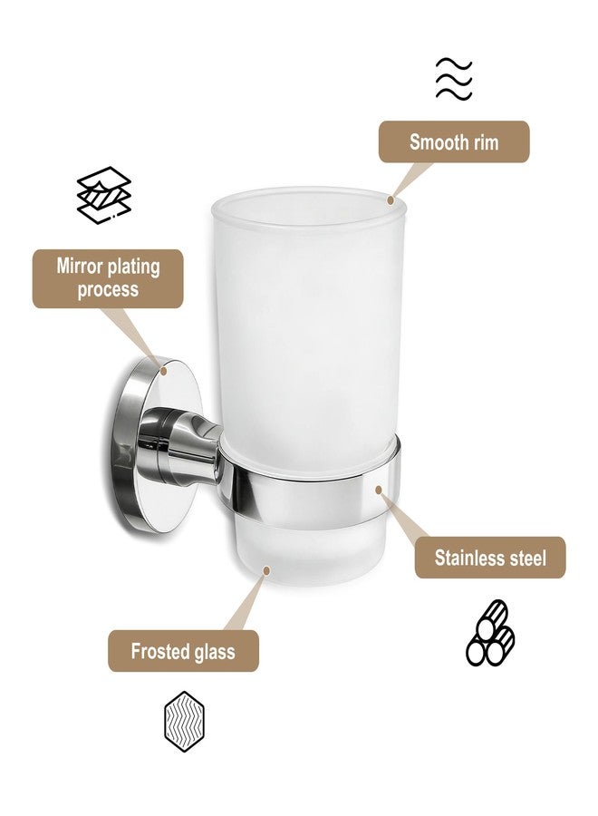 SWETON Toothbrush Holder Wall Mounted with Satined Cup with Chrome-Plated Holder,Metal Stainless Steel - Image 3