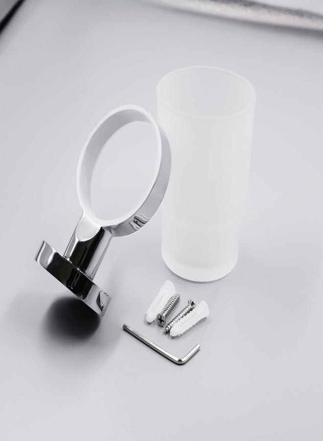 SWETON Toothbrush Holder Wall Mounted with Satined Cup with Chrome-Plated Holder,Metal Stainless Steel - Image 2